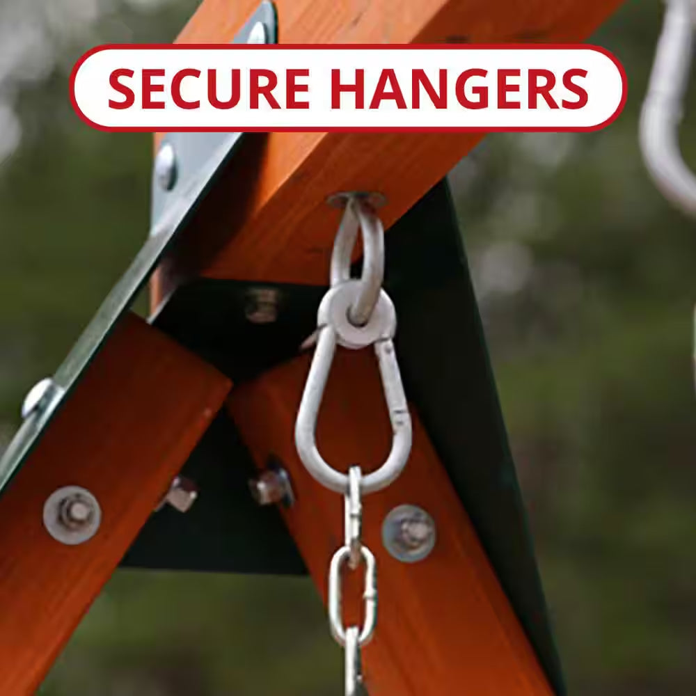 DIY Knightsbridge plus Wooden Outdoor Playground Set with Slide, Rock Wall, Swing Set, and Backyard Playground Equipment