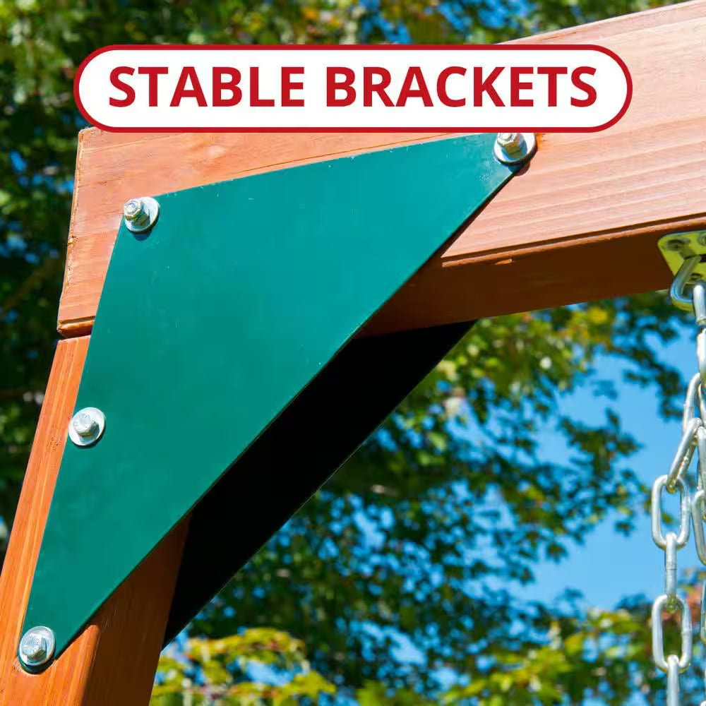 DIY Knightsbridge plus Wooden Outdoor Playground Set with Slide, Rock Wall, Swing Set, and Backyard Playground Equipment