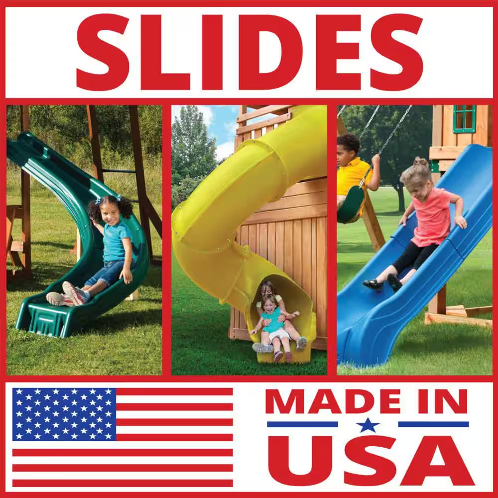 DIY Knightsbridge plus Wooden Outdoor Playground Set with Slide, Rock Wall, Swing Set, and Backyard Playground Equipment