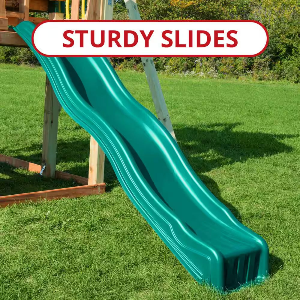 DIY Knightsbridge plus Wooden Outdoor Playground Set with Slide, Rock Wall, Swing Set, and Backyard Playground Equipment